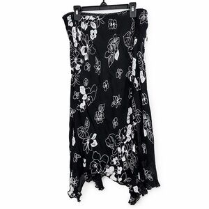 Nostalgia Black‎ Floral Midi Skirt Fairy Grunge Whimsigoth Y2K Size L